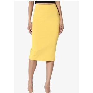 Yellow high waist pencil skirt